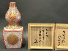 初代永寿　金襴手角瓢瓶花入